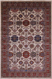 Ivory Super Kazak Hand Knotted Wool Rug - 6' 8" X 9' 10" - Golden Nile