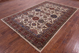 Ivory Super Kazak Hand Knotted Wool Rug - 6' 8" X 9' 10" - Golden Nile