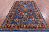 Blue Super Kazak Hand Knotted Wool Rug - 6' 0" X 9' 1" - Golden Nile