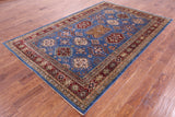 Blue Super Kazak Hand Knotted Wool Rug - 6' 0" X 9' 1" - Golden Nile
