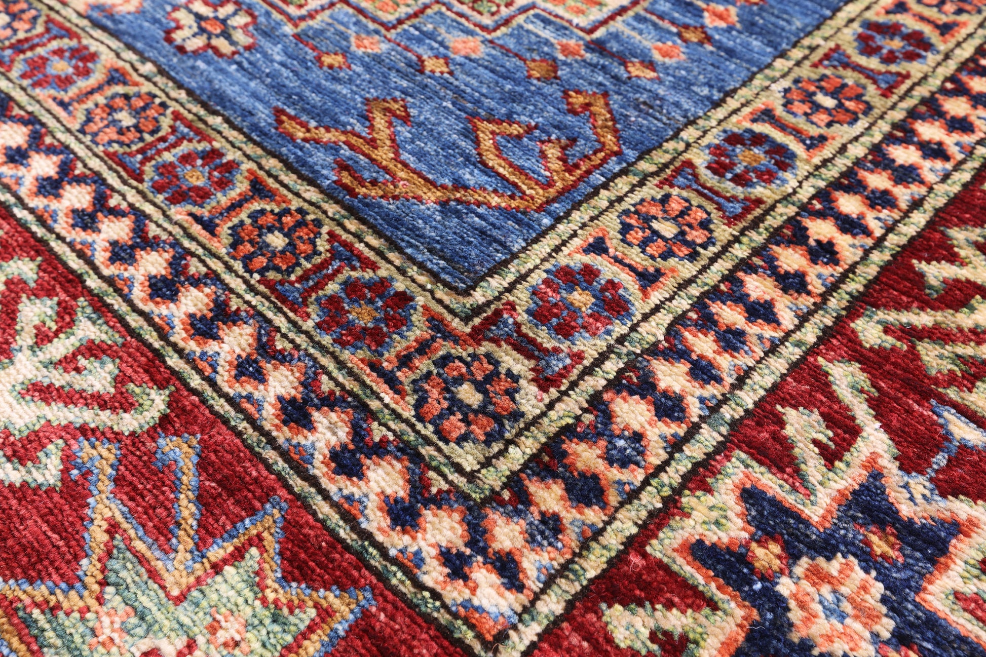 Blue Super Kazak Hand Knotted Wool Rug - 6' 0" X 9' 1" - Golden Nile