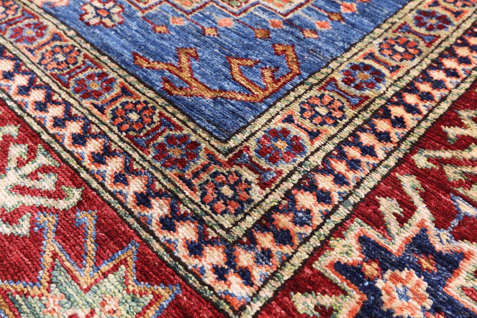 Blue Super Kazak Hand Knotted Wool Rug - 6' 0" X 9' 1" - Golden Nile