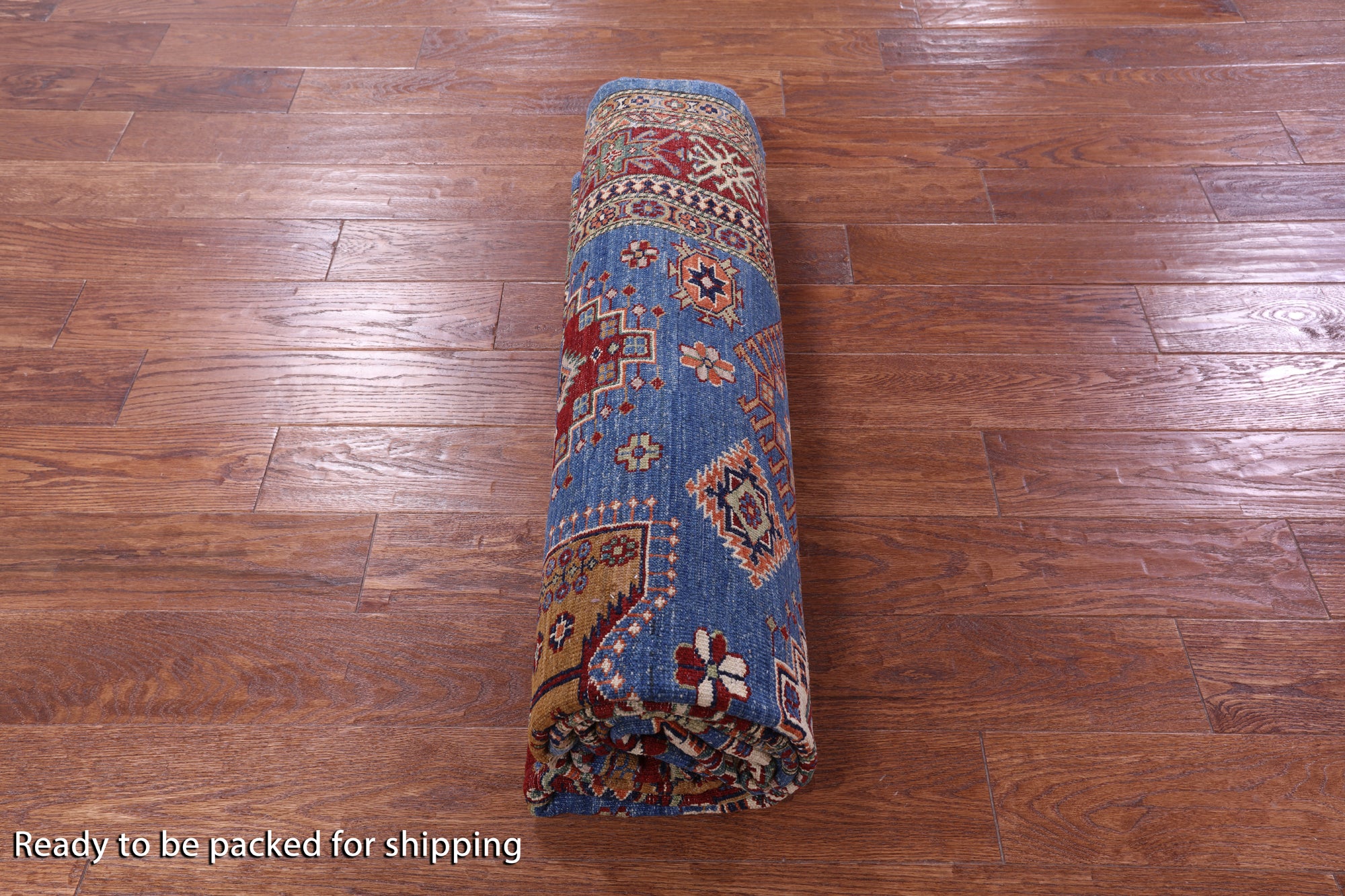 Blue Super Kazak Hand Knotted Wool Rug - 6' 0" X 9' 1" - Golden Nile