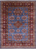 Blue Super Kazak Hand Knotted Wool Rug - 5' 9" X 7' 7" - Golden Nile