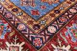 Blue Super Kazak Hand Knotted Wool Rug - 5' 9" X 7' 7" - Golden Nile