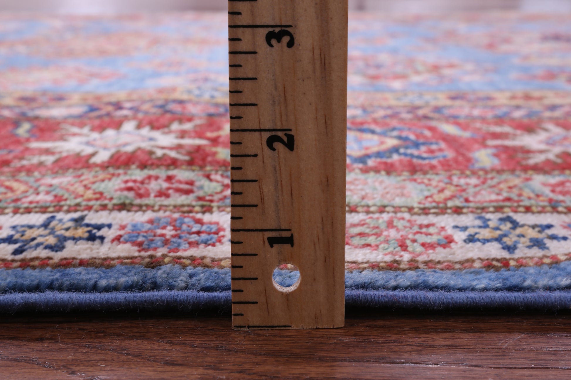 Blue Super Kazak Hand Knotted Wool Rug - 5' 9" X 7' 7" - Golden Nile