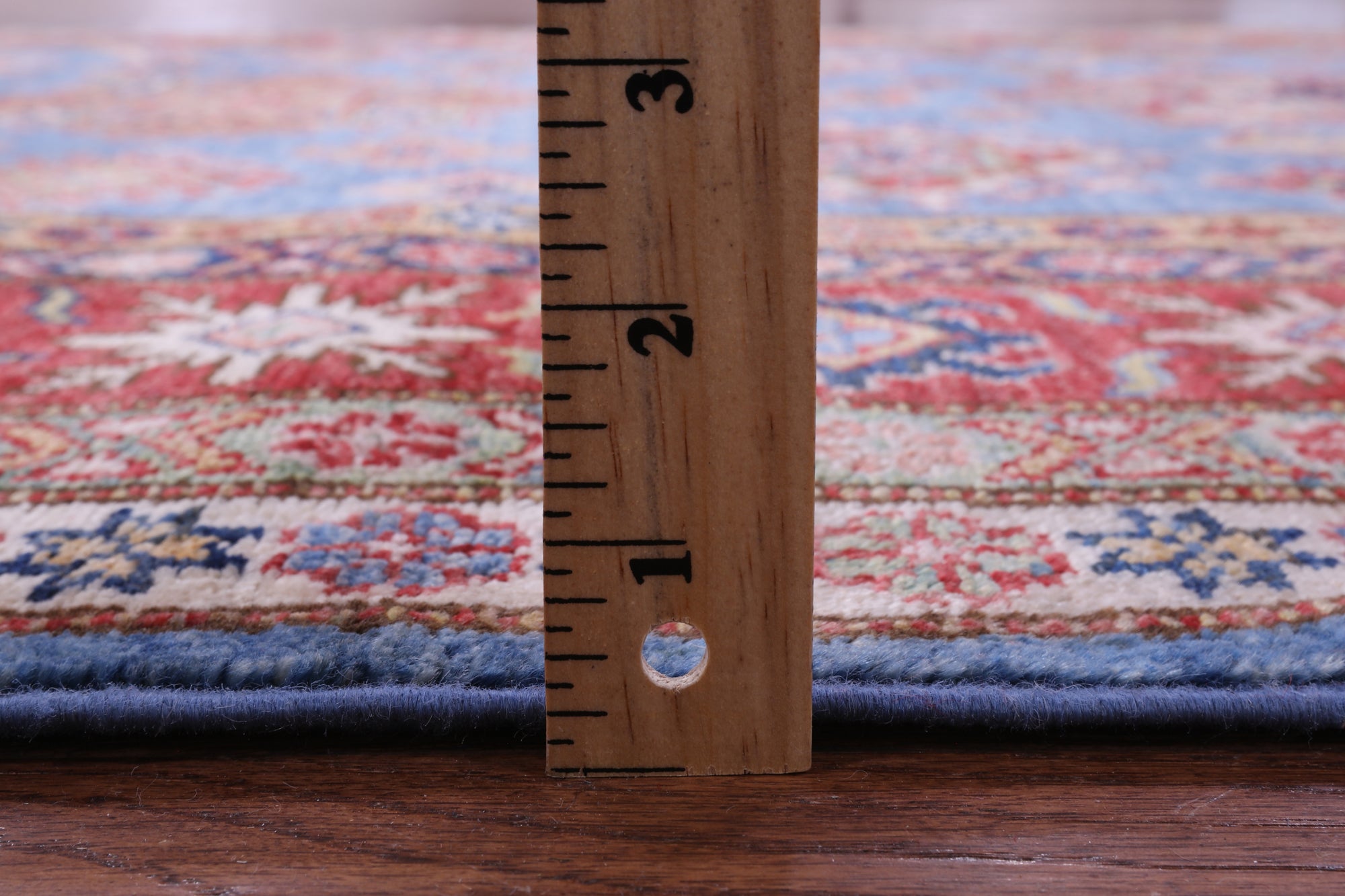 Blue Super Kazak Hand Knotted Wool Rug - 5' 9" X 7' 7" - Golden Nile