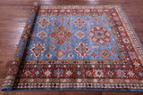 Blue Super Kazak Hand Knotted Wool Rug - 5' 9" X 7' 7" - Golden Nile