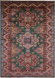Green Super Kazak Hand Knotted Wool Rug - 5' 7" X 7' 10" - Golden Nile
