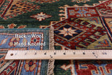 Green Super Kazak Hand Knotted Wool Rug - 5' 7" X 7' 10" - Golden Nile