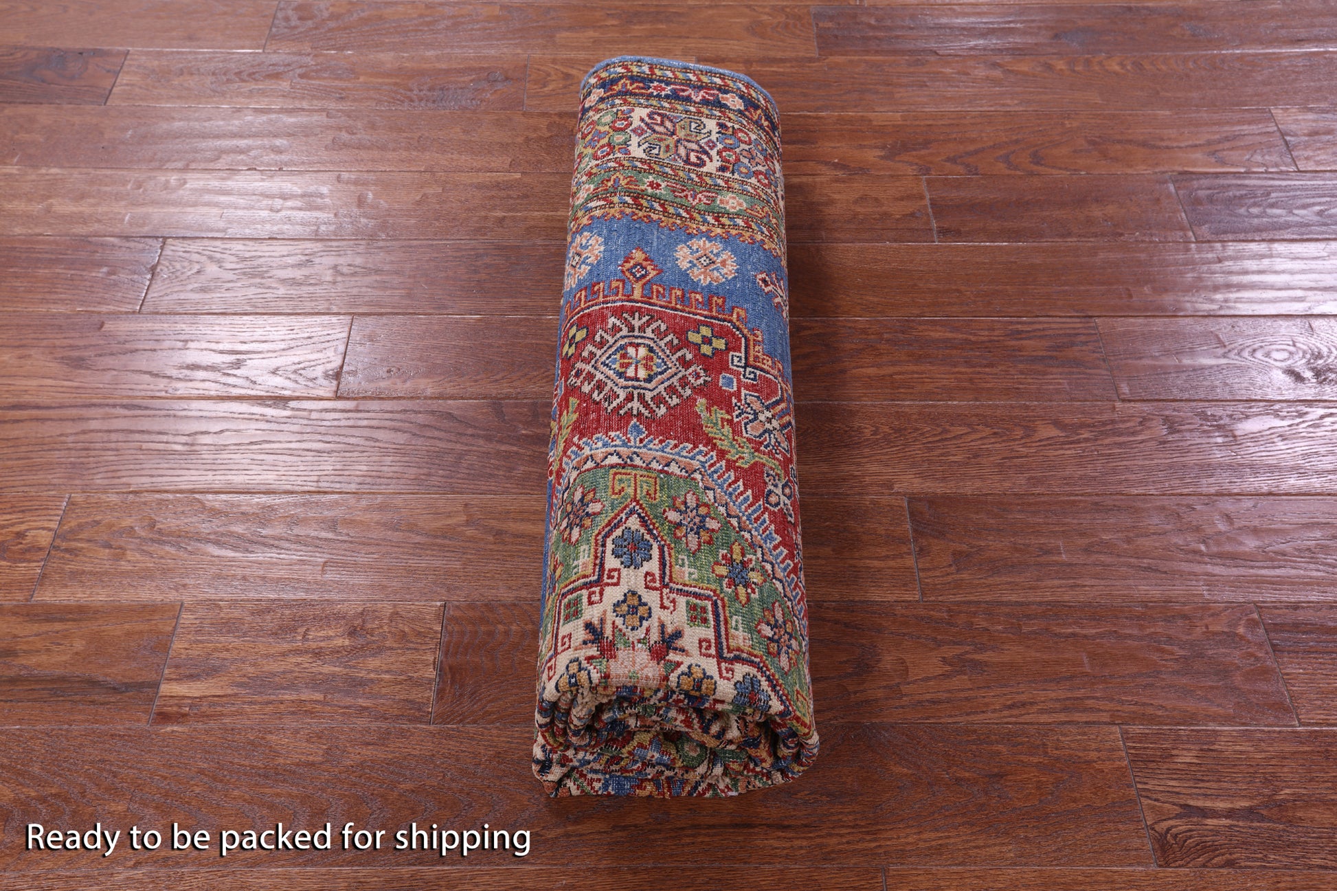 Blue Super Kazak Hand Knotted Wool Rug - 5' 8" X 8' 2" - Golden Nile