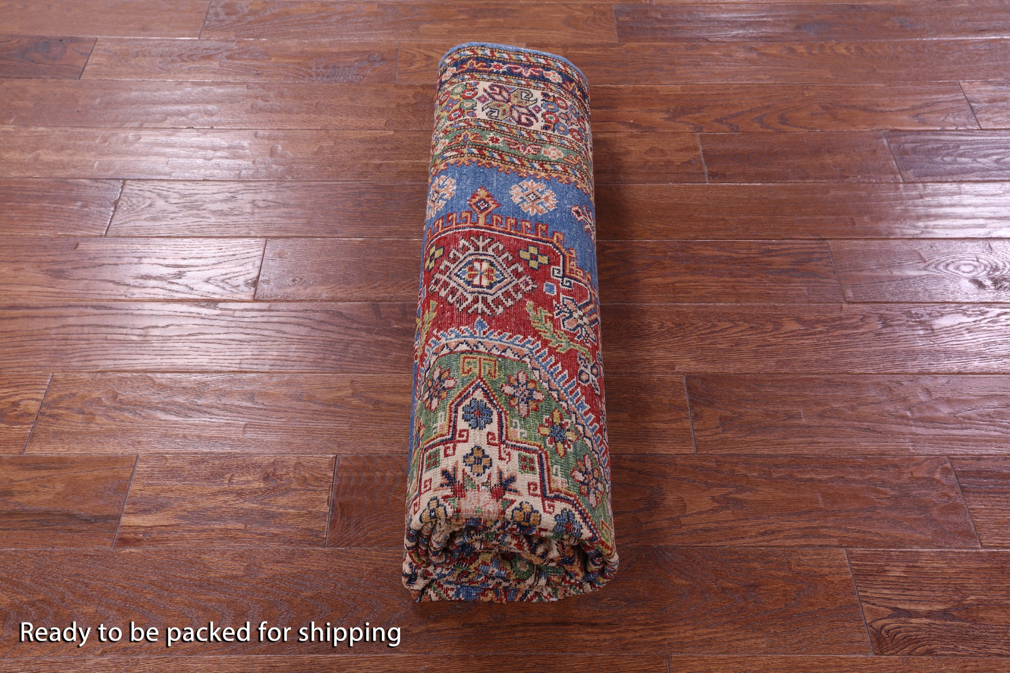 Blue Super Kazak Hand Knotted Wool Rug - 5' 8" X 8' 2" - Golden Nile