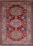 Red Super Kazak Handmade Wool Rug - 5' 9" X 7' 10" - Golden Nile