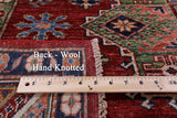 Red Super Kazak Handmade Wool Rug - 5' 9" X 7' 10" - Golden Nile