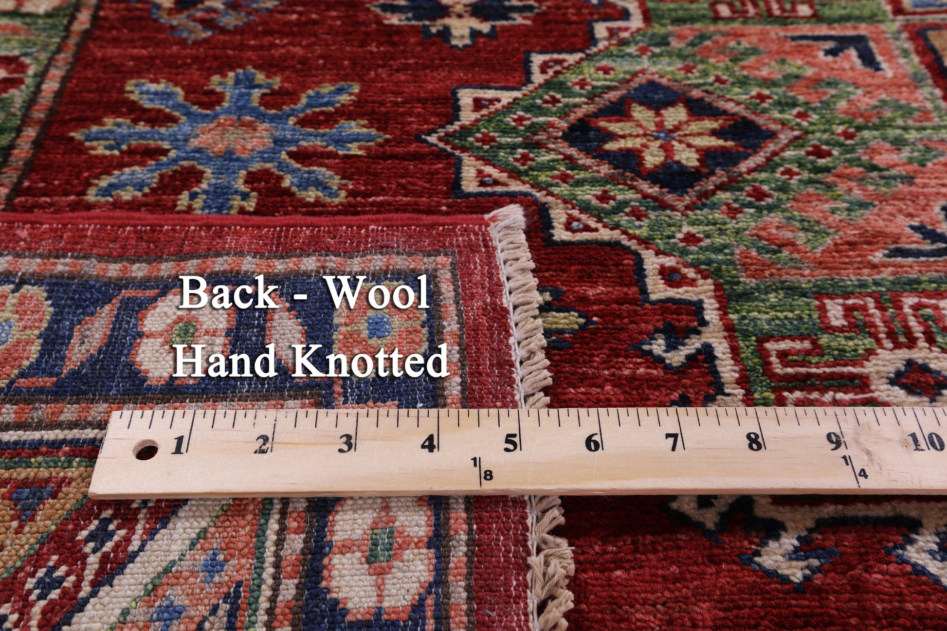 Red Super Kazak Handmade Wool Rug - 5' 9" X 7' 10" - Golden Nile