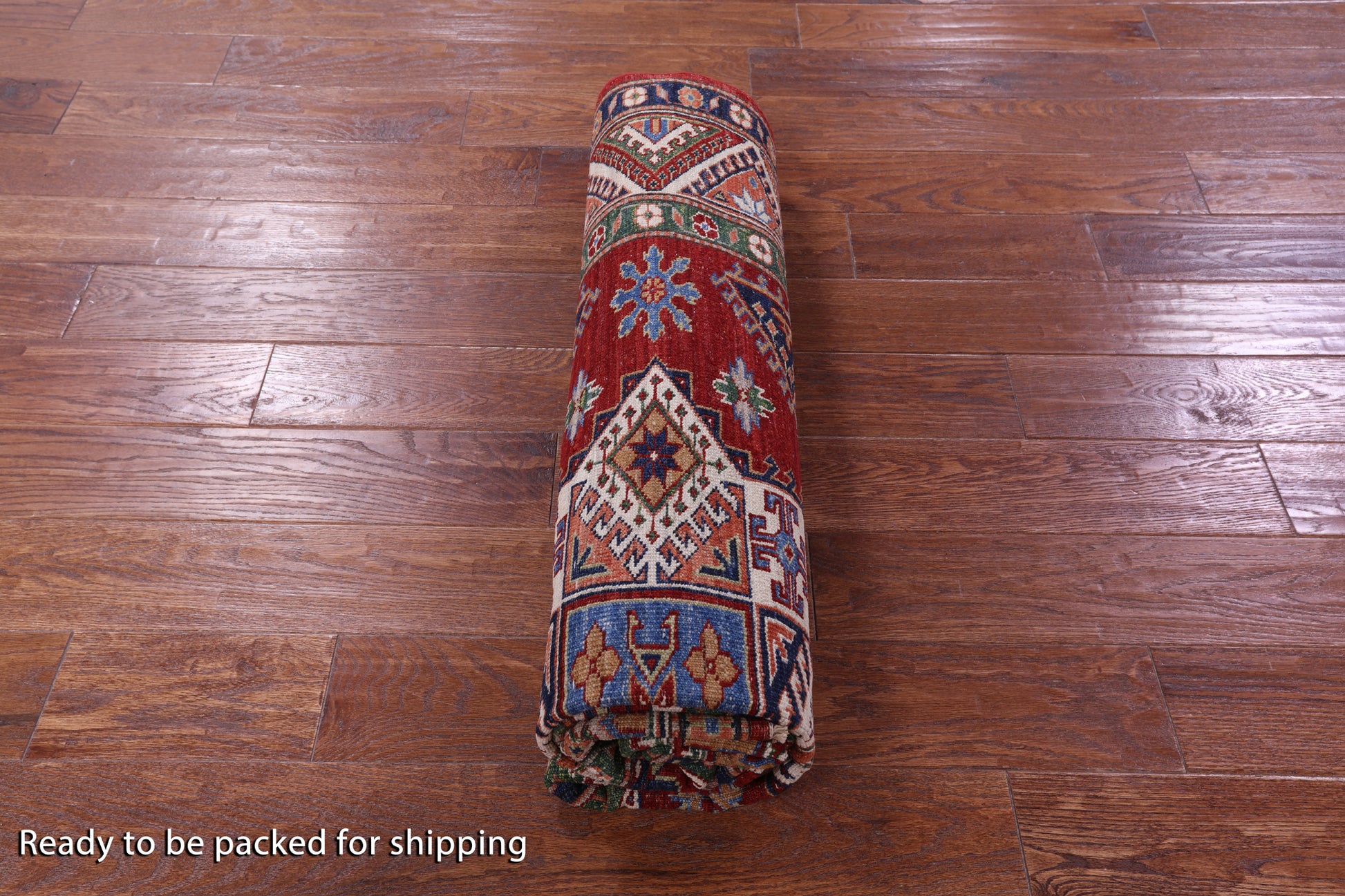 Red Super Kazak Handmade Wool Rug - 5' 9" X 7' 10" - Golden Nile