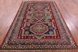 Red Super Kazak Hand Knotted Wool Rug - 6' 0" X 8' 10" - Golden Nile