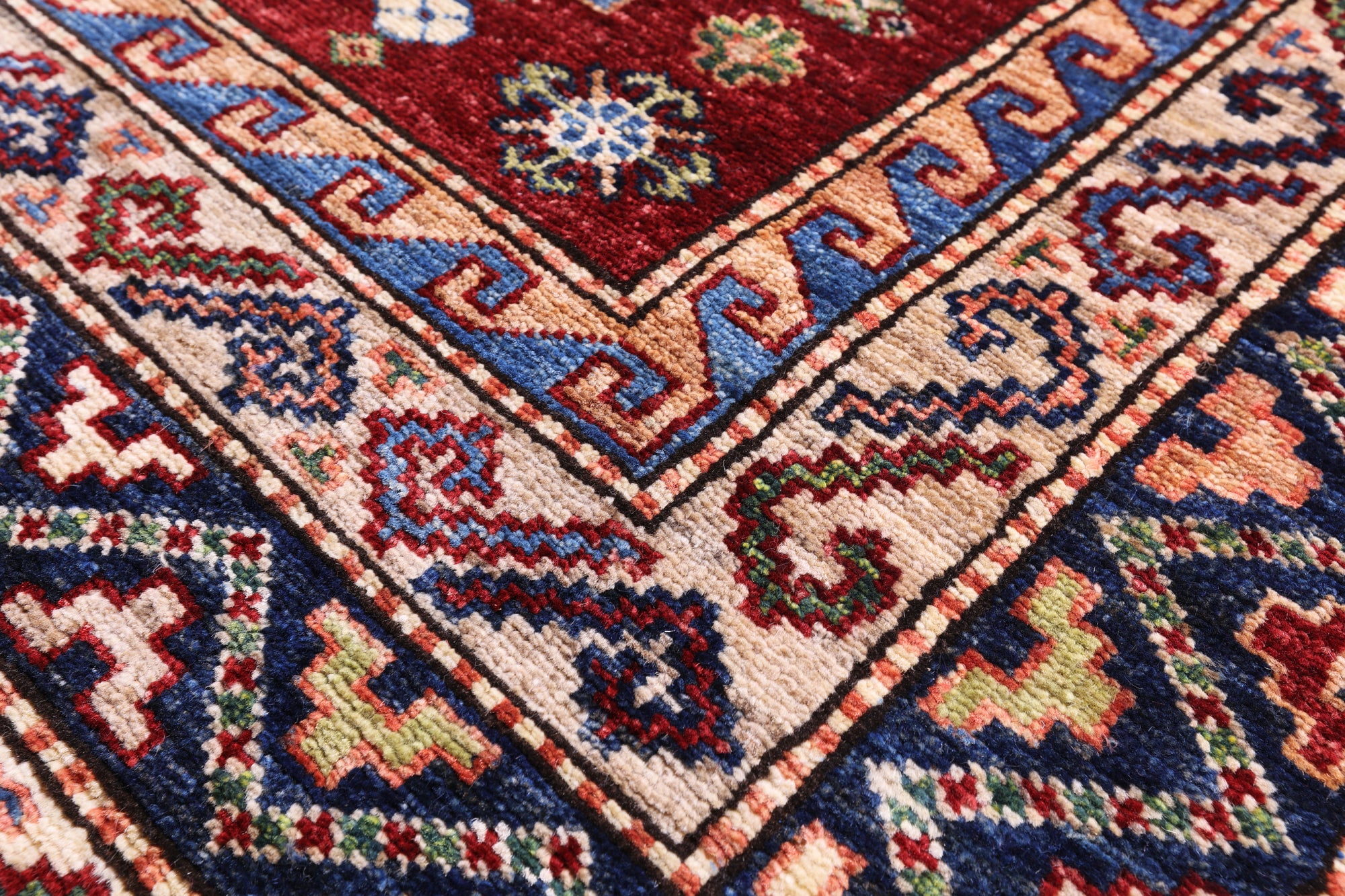 Red Super Kazak Hand Knotted Wool Rug - 6' 0" X 8' 10" - Golden Nile