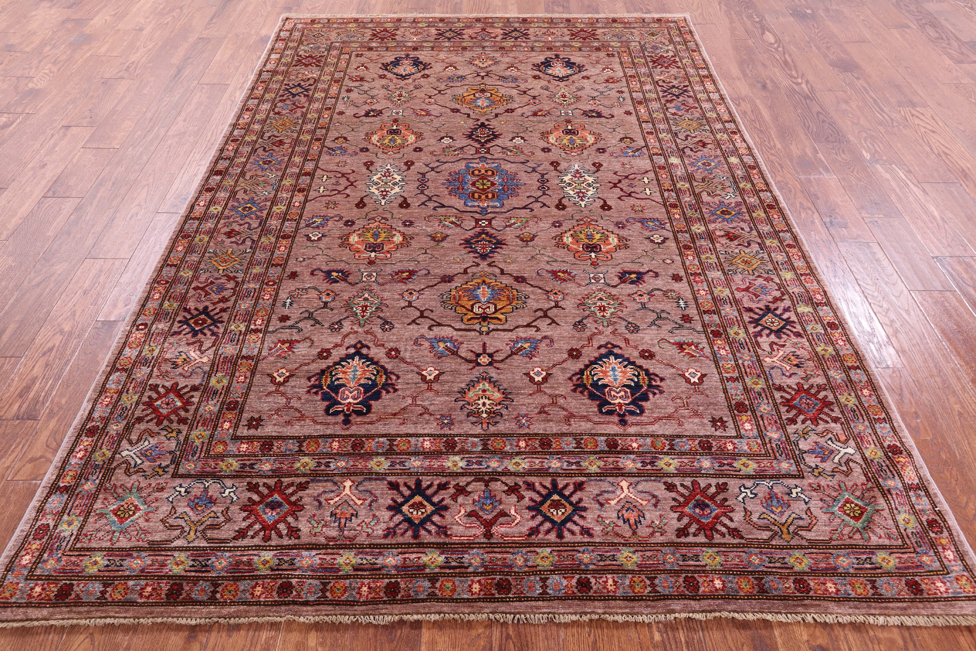 Super Kazak Handmade Wool Rug - 6' 2" X 8' 9" - Golden Nile
