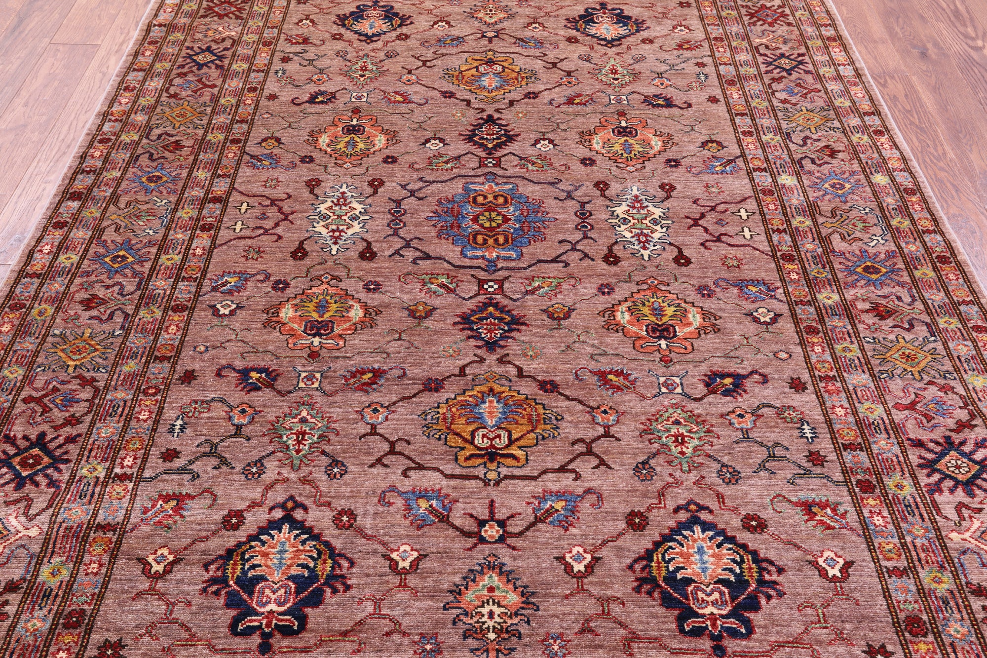 Super Kazak Handmade Wool Rug - 6' 2" X 8' 9" - Golden Nile