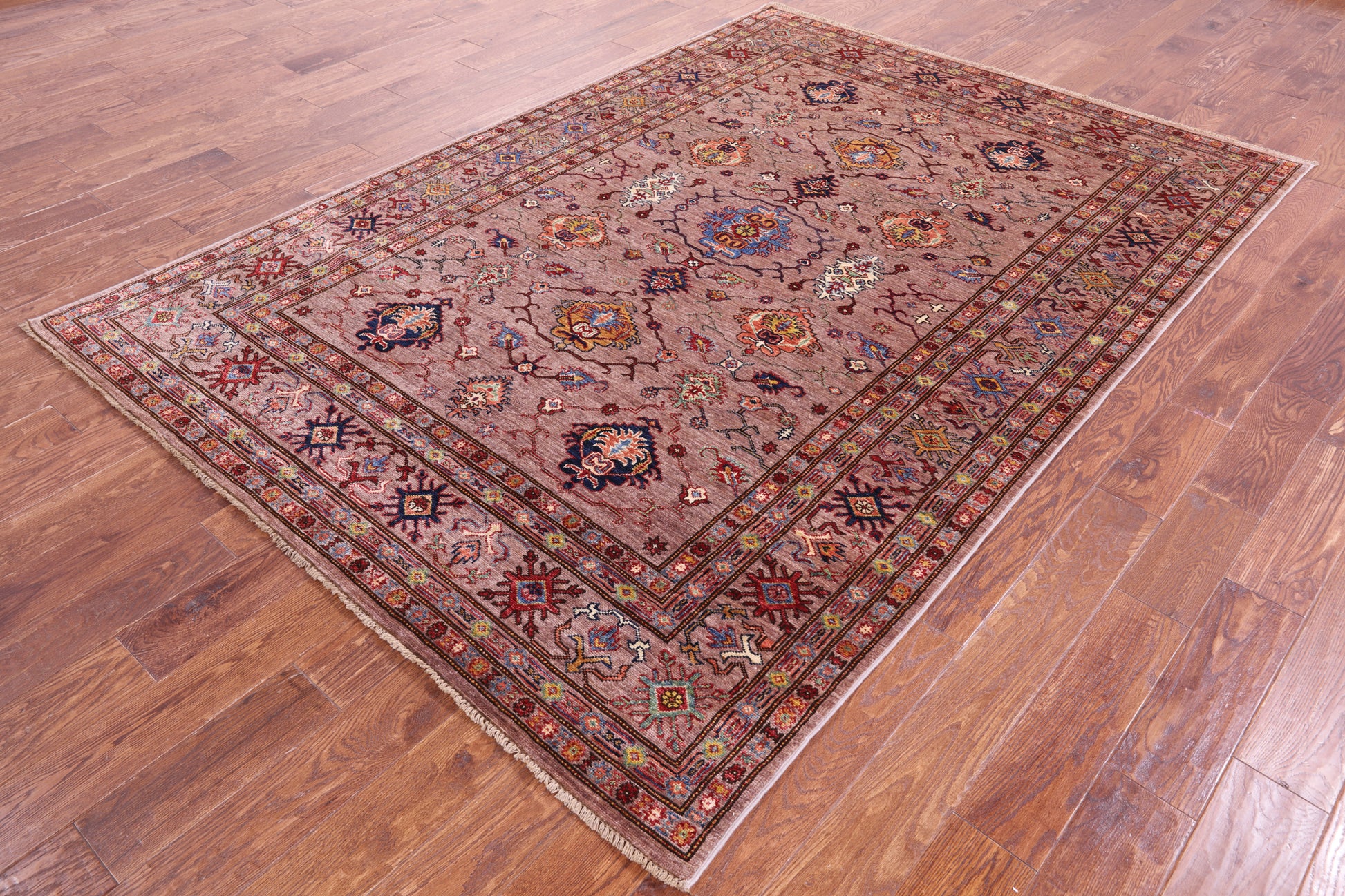 Super Kazak Handmade Wool Rug - 6' 2" X 8' 9" - Golden Nile