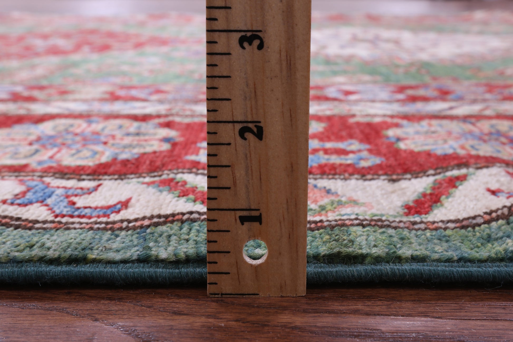 Green Super Kazak Hand Knotted Wool Rug - 5' 10" X 8' 1" - Golden Nile