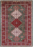 Green Super Kazak Hand Knotted Wool Rug - 5' 10" X 8' 1" - Golden Nile