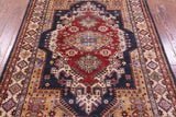 Blue Super Kazak Hand Knotted Wool Rug - 5' 0" X 6' 11" - Golden Nile