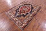 Blue Super Kazak Hand Knotted Wool Rug - 5' 0" X 6' 11" - Golden Nile