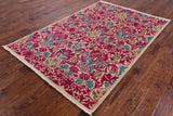 Ivory William Morris Hand Knotted Wool Area Rug - 5' 2" X 7' 8" - Golden Nile