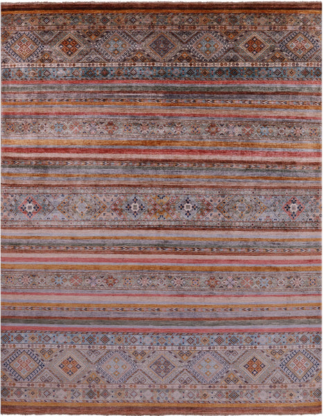 Khorjin Persian Gabbeh Hand Knotted Wool Rug - 8' 1" X 10' 4" - Golden Nile