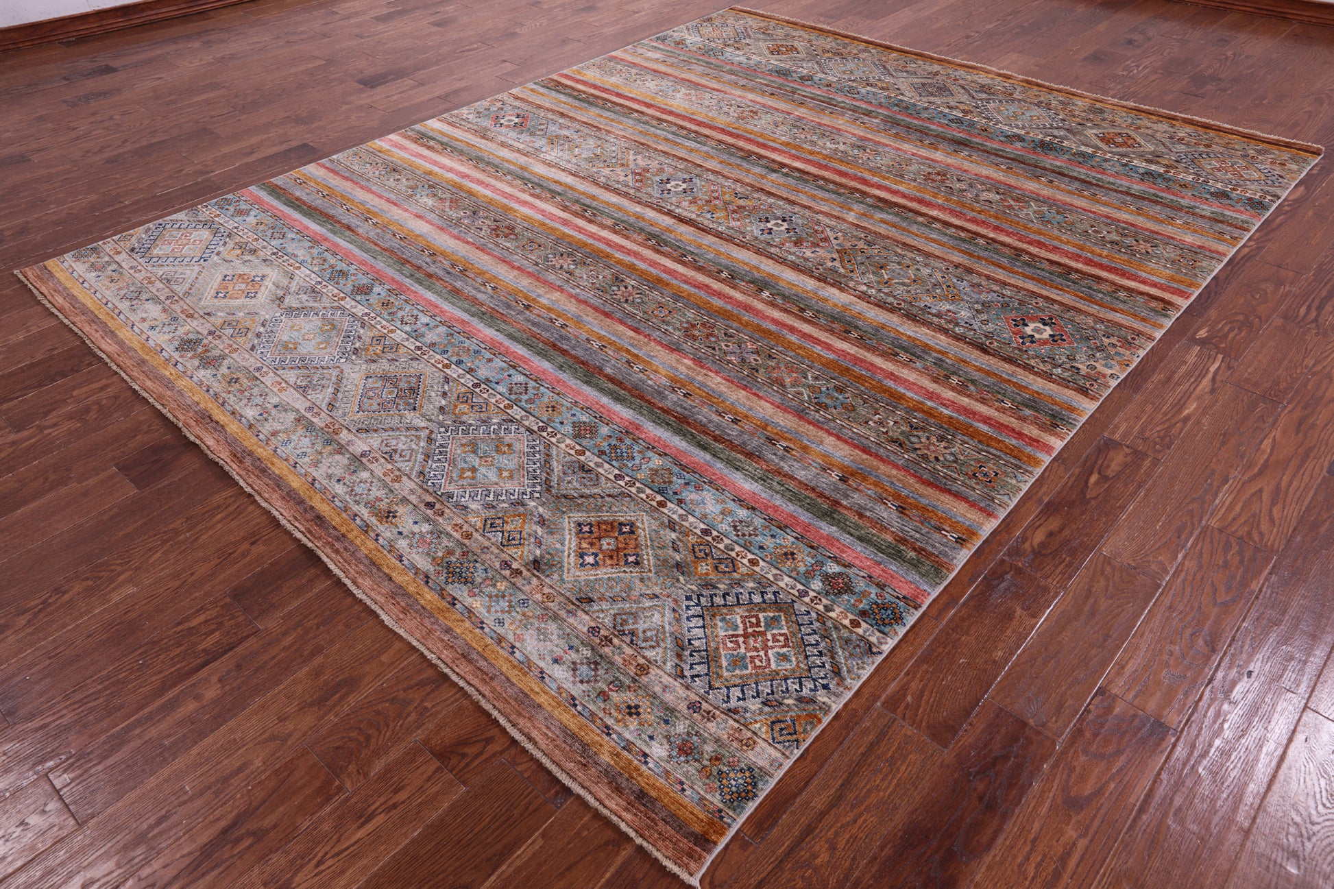 Khorjin Persian Gabbeh Hand Knotted Wool Rug - 8' 1" X 10' 4" - Golden Nile