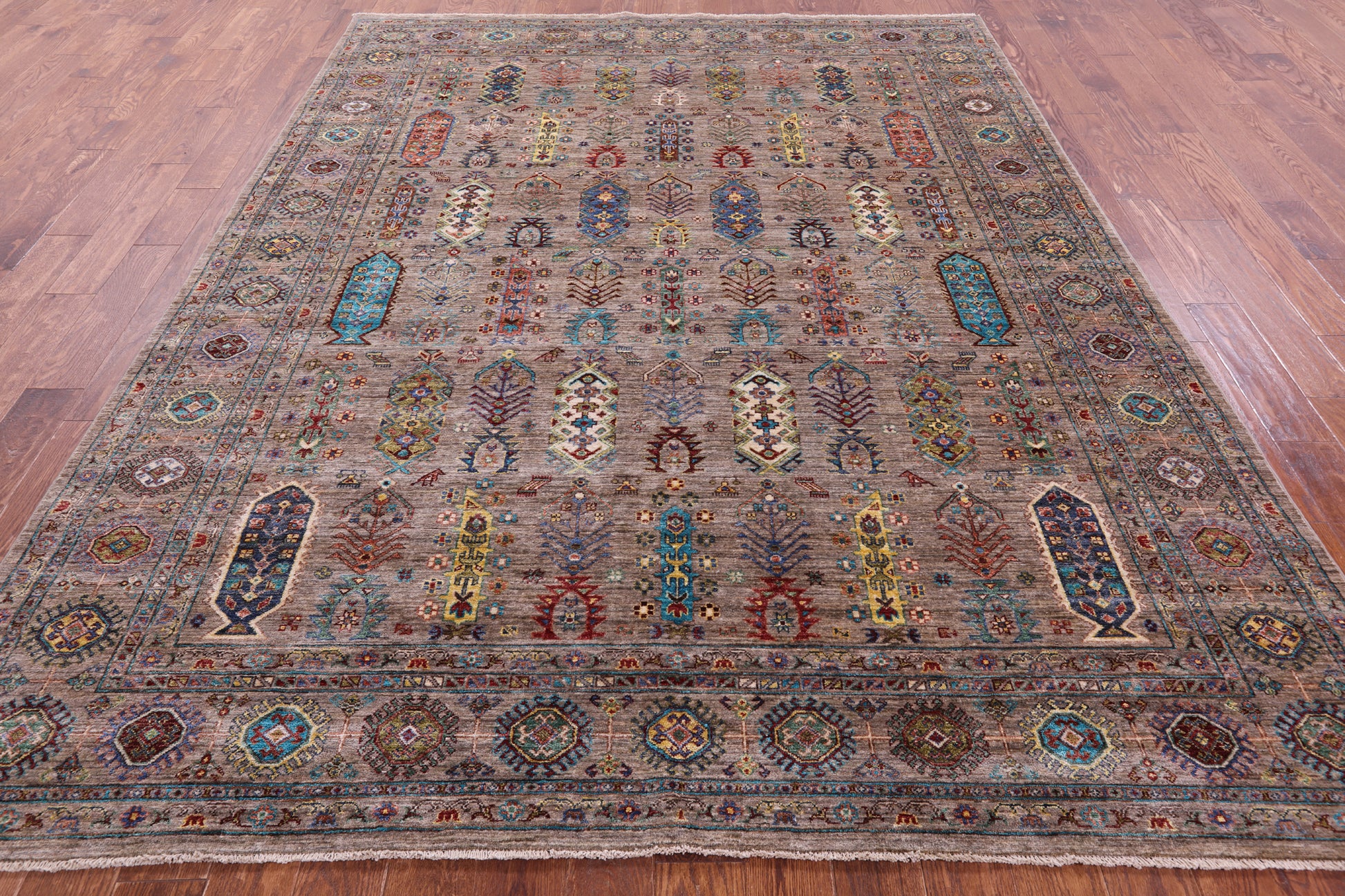 Turkmen Ersari Hand Knotted Wool Rug - 8' 0" X 10' 0" - Golden Nile