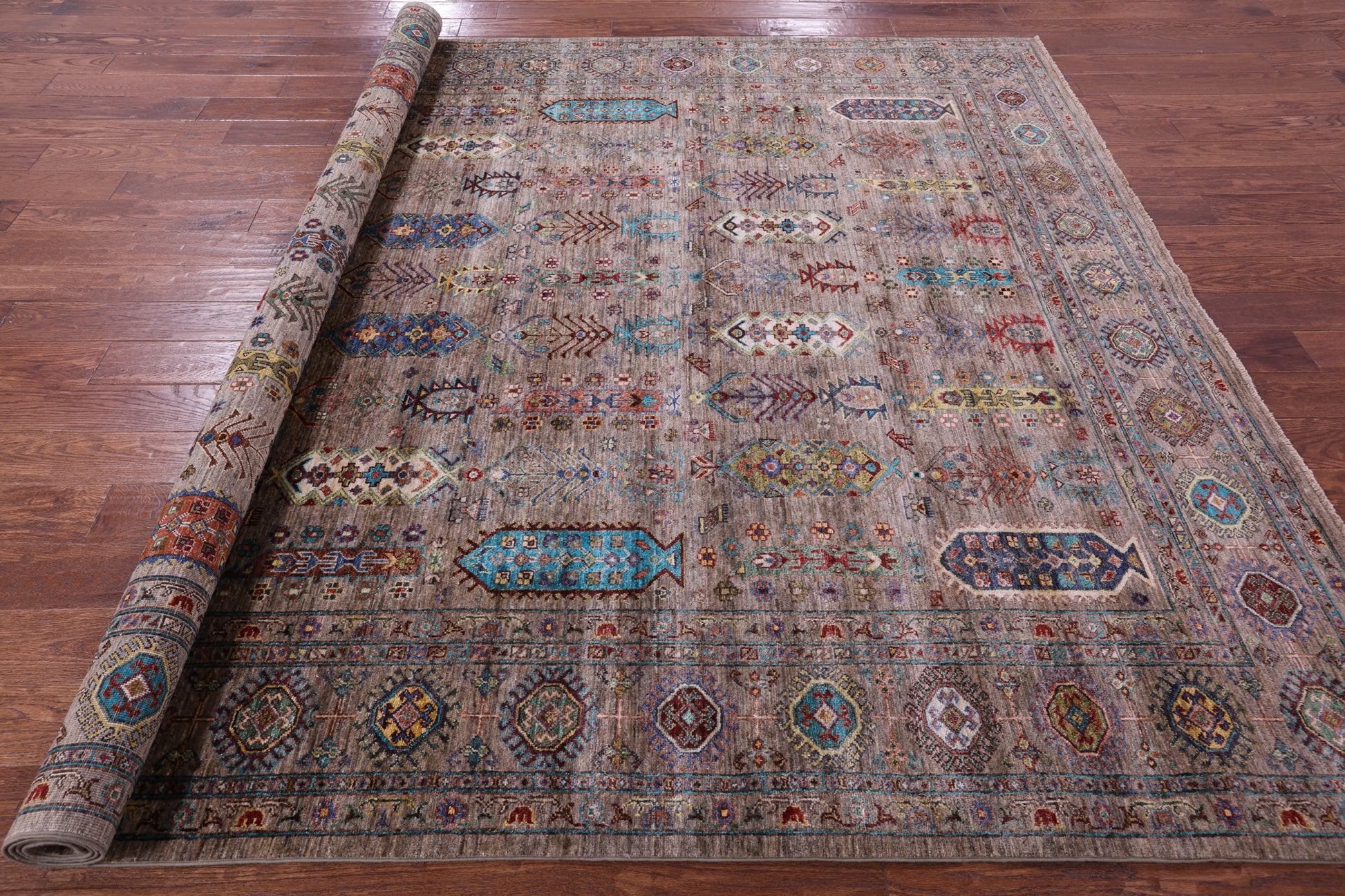 Turkmen Ersari Hand Knotted Wool Rug - 8' 0" X 10' 0" - Golden Nile