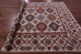 Ivory Super Kazak Hand Knotted Wool Rug - 7' 11" X 10' 4" - Golden Nile