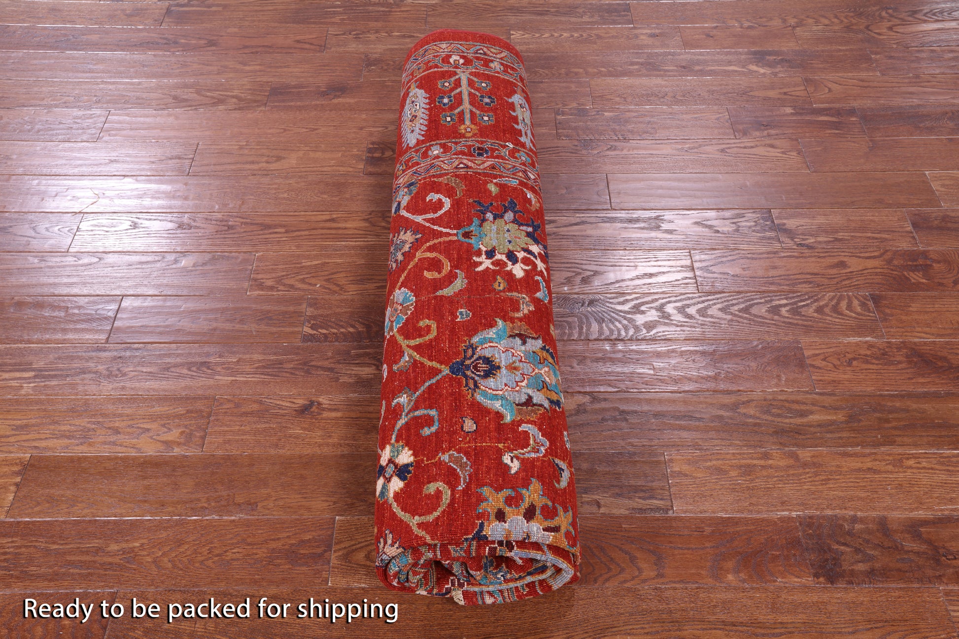 Red Peshawar Hand Knotted Wool Rug - 8' 8" X 11' 9" - Golden Nile