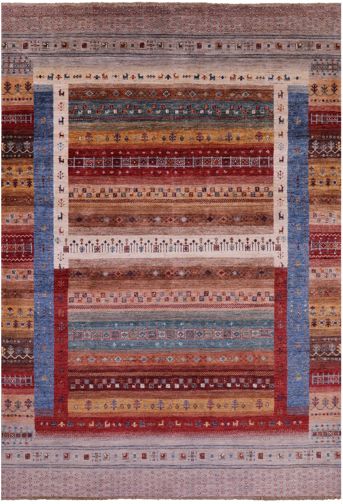 Persian Tribal Gabbeh Hand Knotted Wool Rug - 6' 8" X 9' 9" - Golden Nile