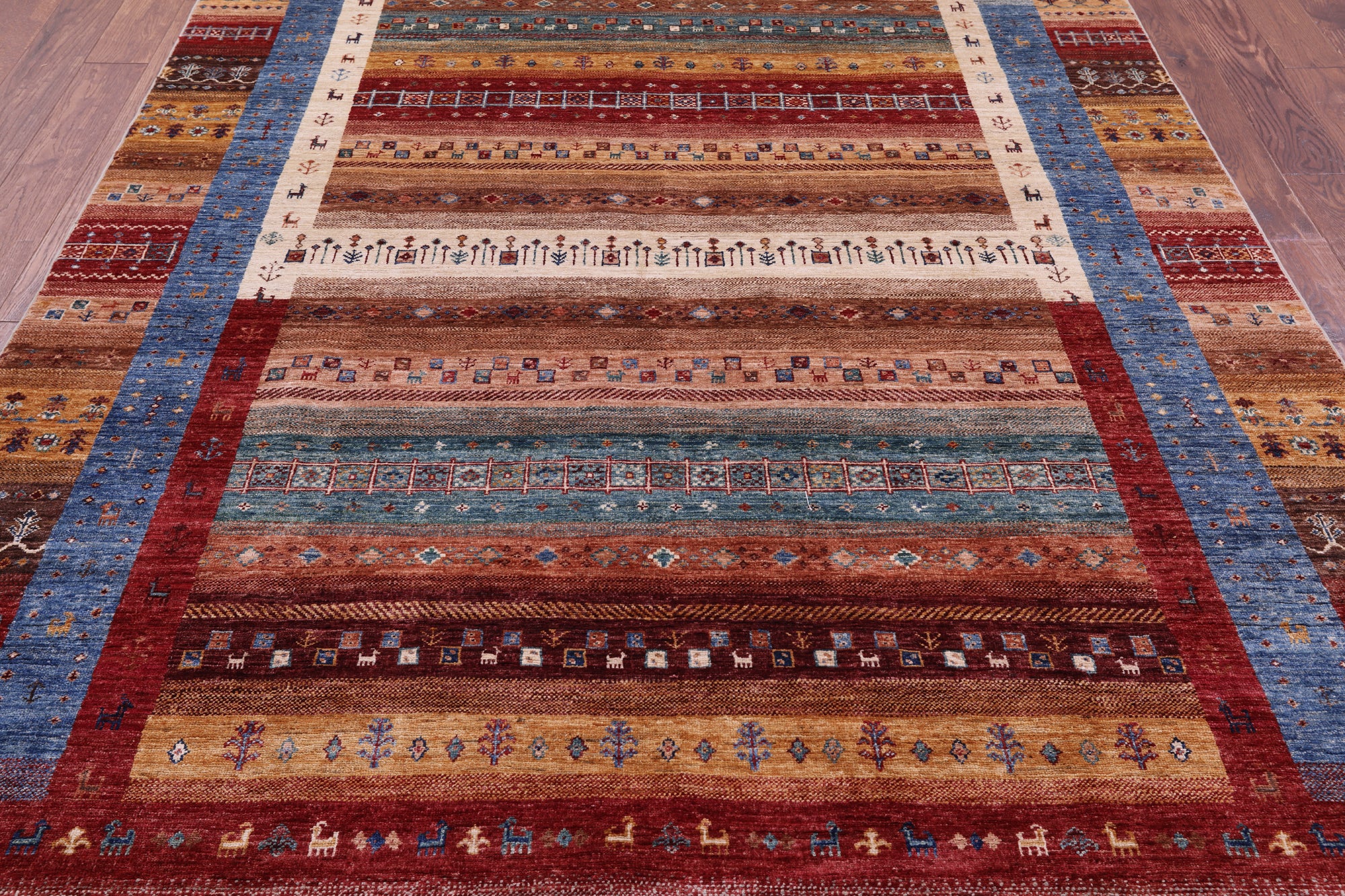 Persian Tribal Gabbeh Hand Knotted Wool Rug - 6' 8" X 9' 9" - Golden Nile