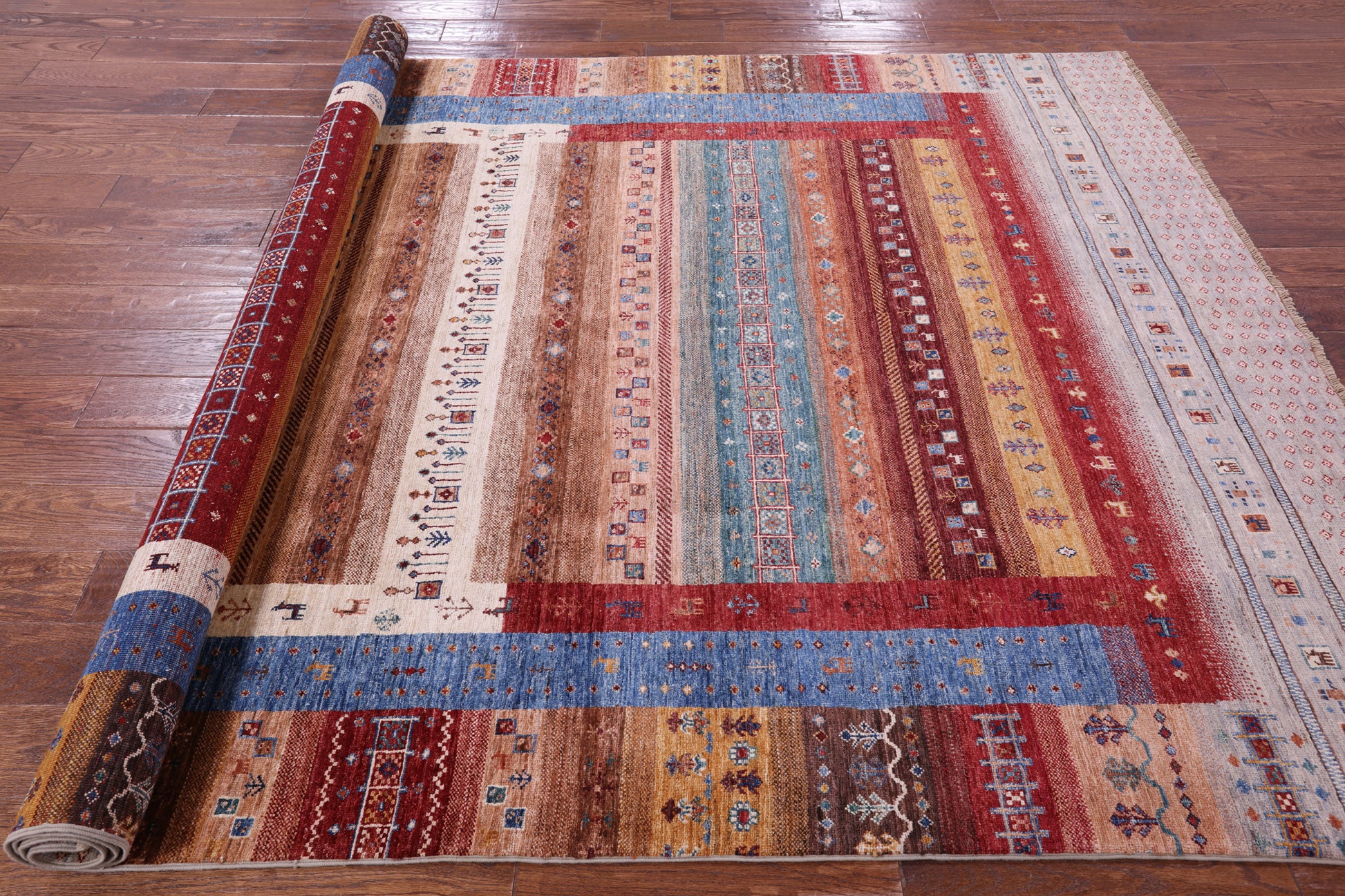 Persian Tribal Gabbeh Hand Knotted Wool Rug - 6' 8" X 9' 9" - Golden Nile