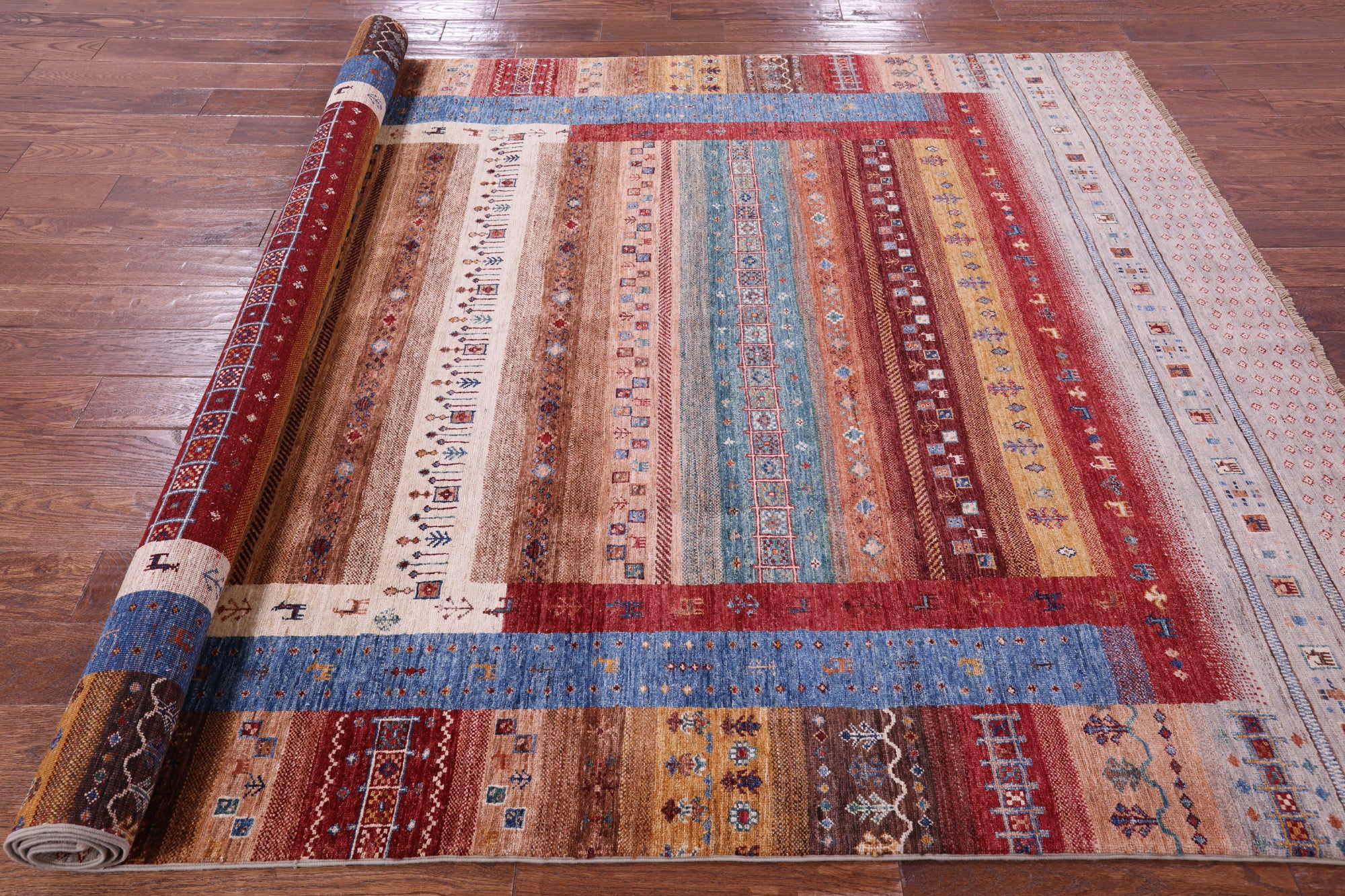 Persian Tribal Gabbeh Hand Knotted Wool Rug - 6' 8" X 9' 9" - Golden Nile