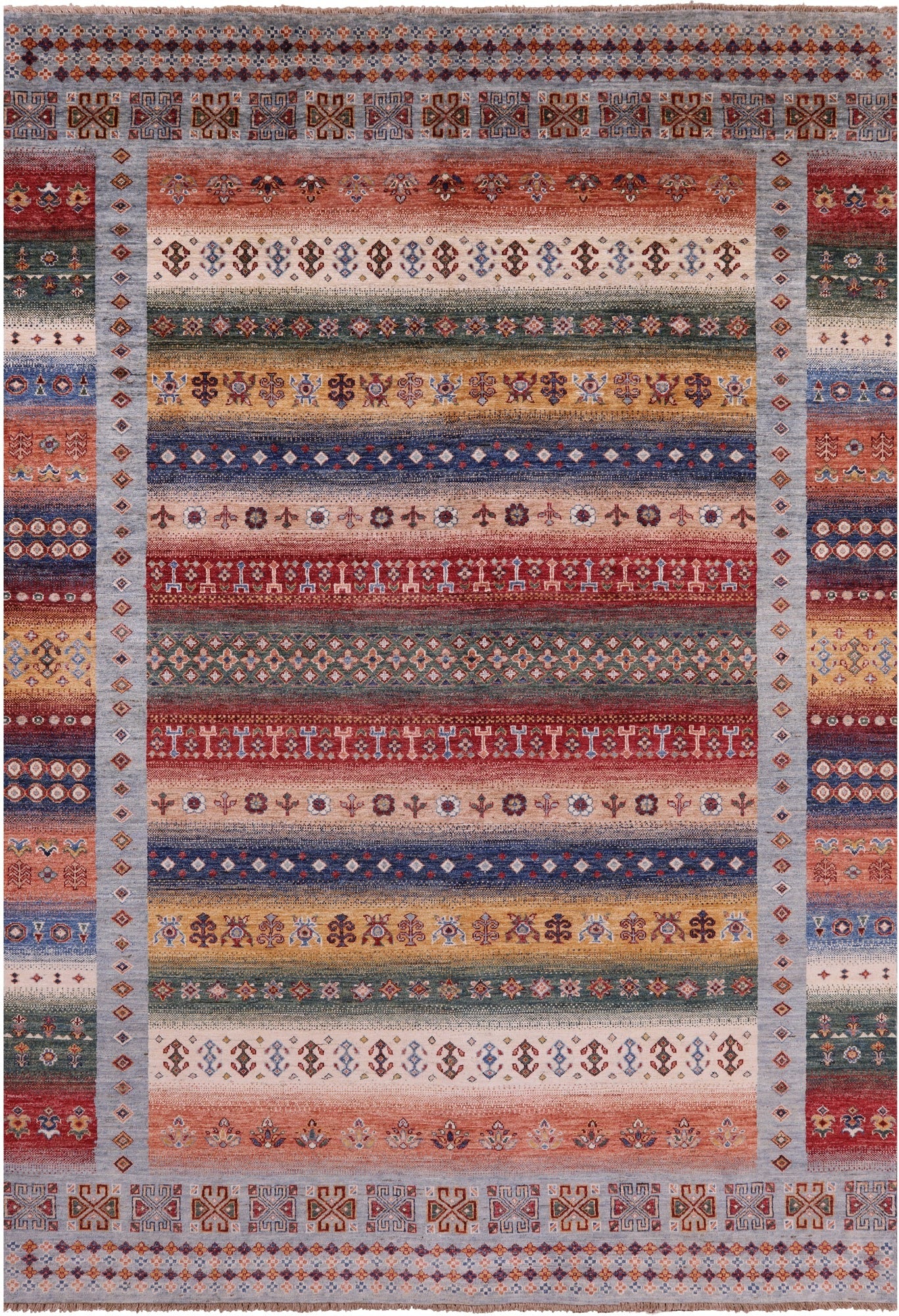Tribal Persian Gabbeh Hand Knotted Wool Rug - 6' 10" X 10' 0" - Golden Nile