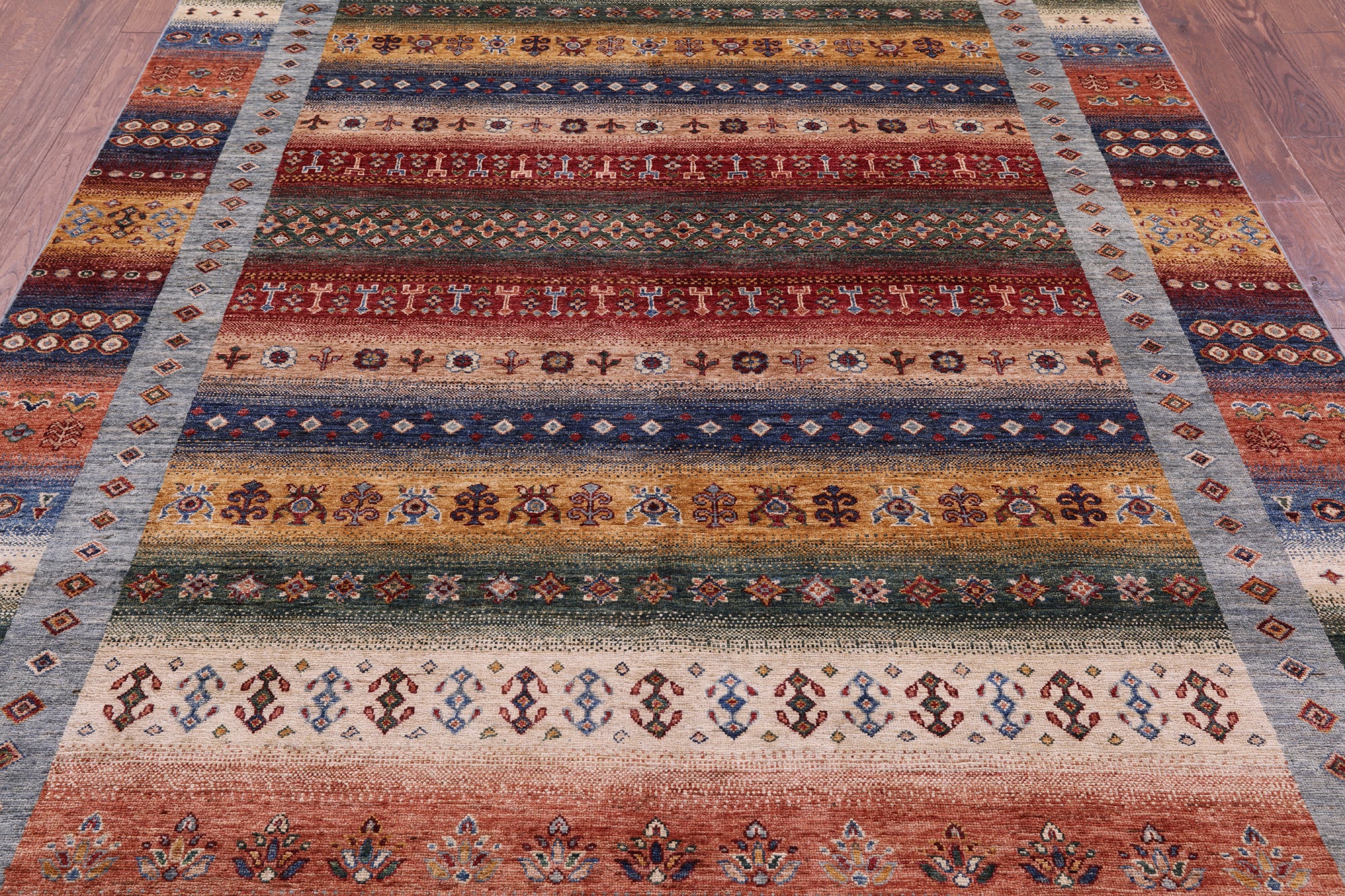Tribal Persian Gabbeh Hand Knotted Wool Rug - 6' 10" X 10' 0" - Golden Nile