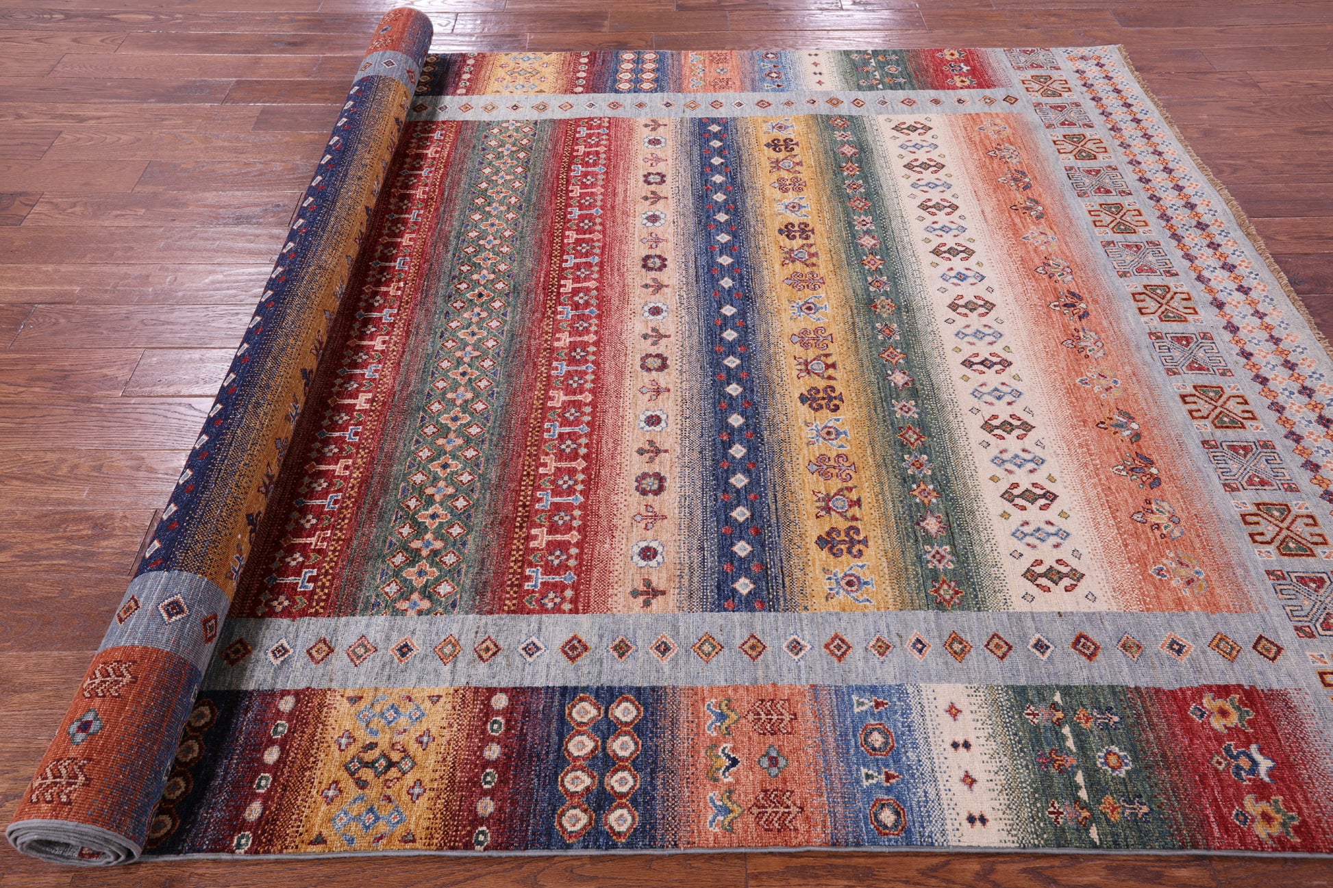 Tribal Persian Gabbeh Hand Knotted Wool Rug - 6' 10" X 10' 0" - Golden Nile