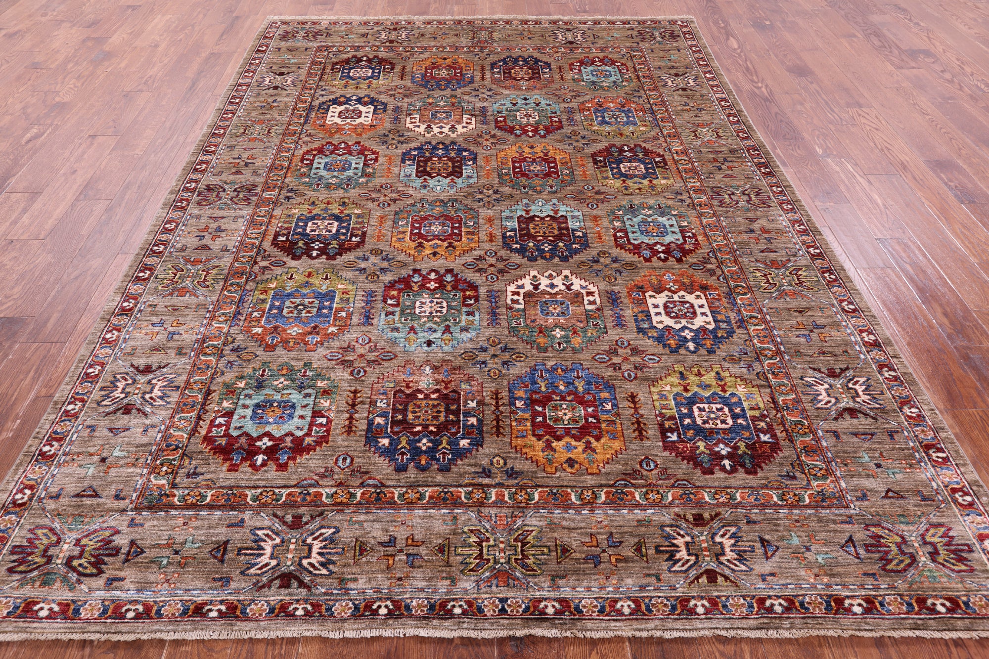 Turkmen Ersari Handmade Wool Rug - 7' 3" X 9' 8" - Golden Nile