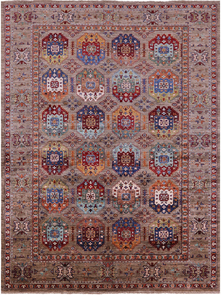 Turkmen Ersari Handmade Wool Rug - 7' 3" X 9' 8" - Golden Nile