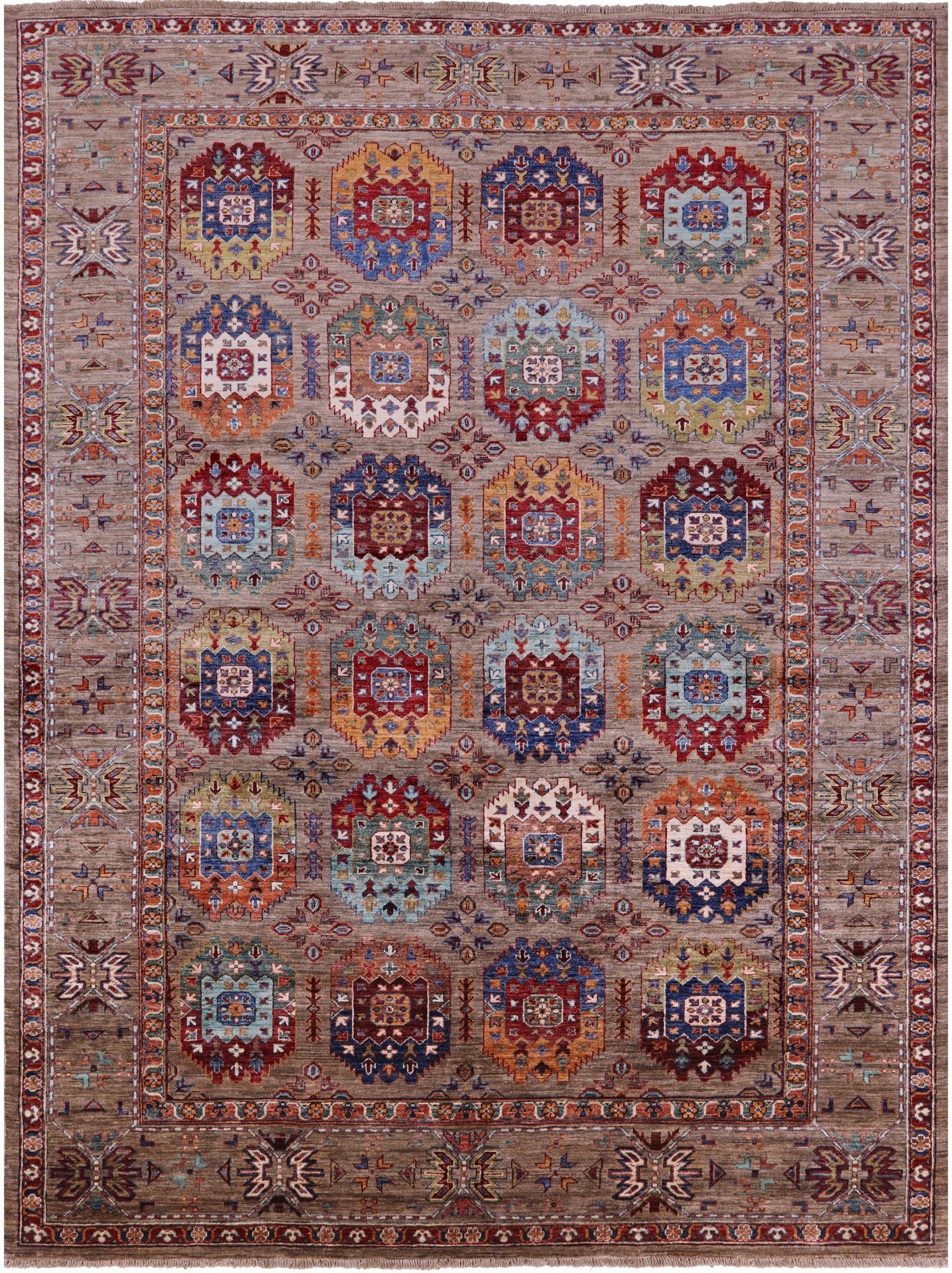 Turkmen Ersari Handmade Wool Rug - 7' 3" X 9' 8" - Golden Nile