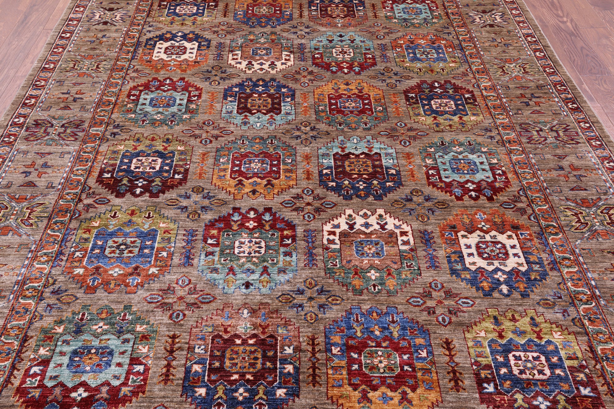 Turkmen Ersari Handmade Wool Rug - 7' 3" X 9' 8" - Golden Nile