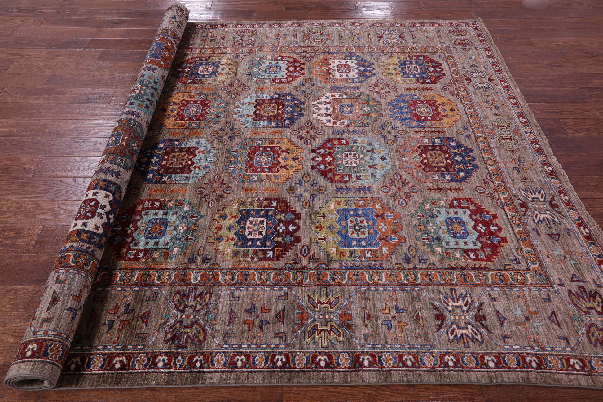 Turkmen Ersari Handmade Wool Rug - 7' 3" X 9' 8" - Golden Nile