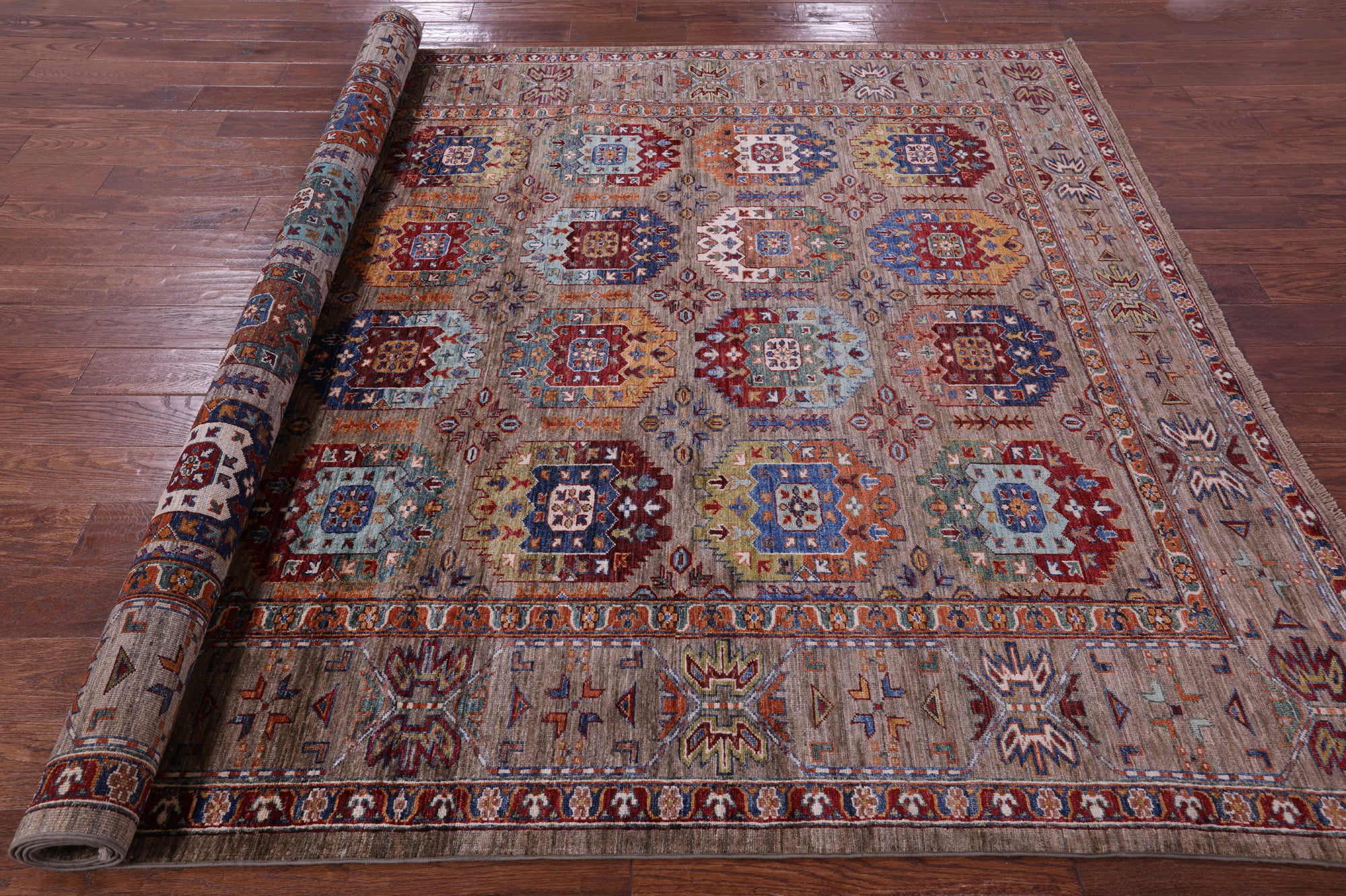 Turkmen Ersari Handmade Wool Rug - 7' 3" X 9' 8" - Golden Nile