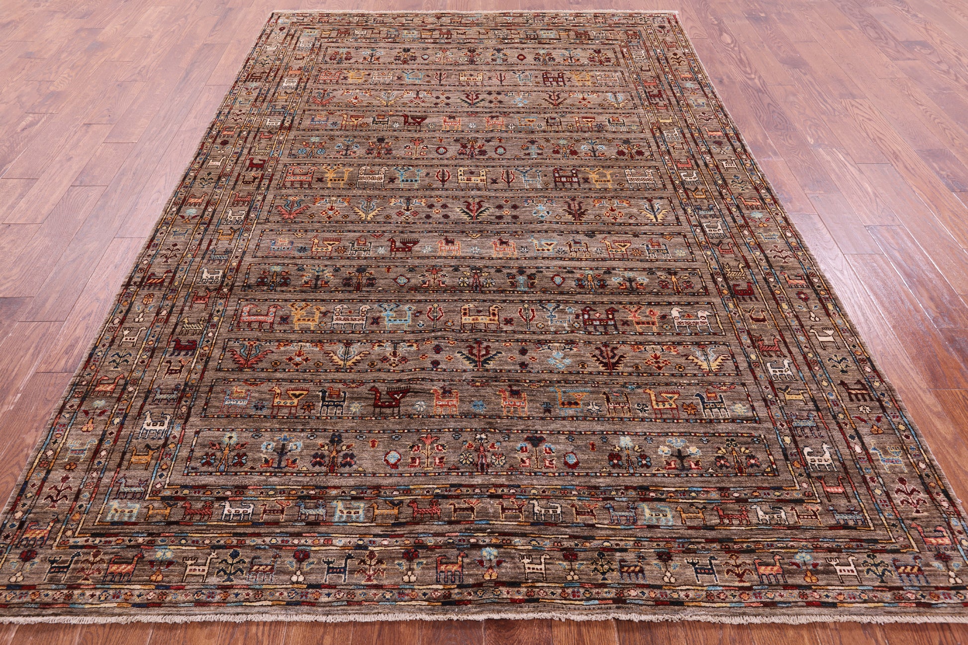 Persian Gabbeh Tribal Hand Knotted Wool Rug - 6' 10" X 9' 9" - Golden Nile